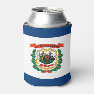Can Cooler with flag of West Virginia State, USA.