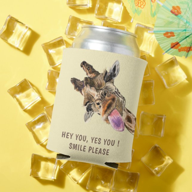Can Cooler with Funny Giraffe and Catchy Text (In Situ Summer)