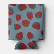 Can Cooler with Strawberries on Turquoise
