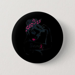 Can Cure It Rosie Riveter Breast Cancer Survivor  2 Inch Round Button