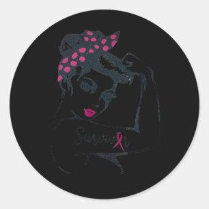 Can Cure It Rosie Riveter Breast Cancer Survivor Classic Round Sticker
