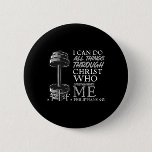 Can Do All Things Weightlifter Christian Gym Bible 2 Inch Round Button