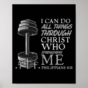 Can Do All Things Weightlifter Christian Gym Bible Poster