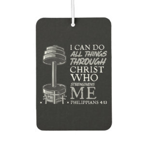 Can Do All Things Weightlifter Gym Christian Bible Air Freshener