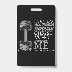Can Do All Things Weightlifter Gym Christian Bible Badge