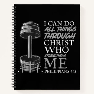 Can Do All Things Weightlifter Gym Christian Bible Notebook
