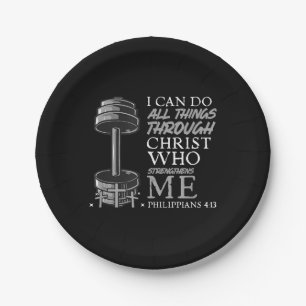 Can Do All Things Weightlifter Gym Christian Bible Paper Plate