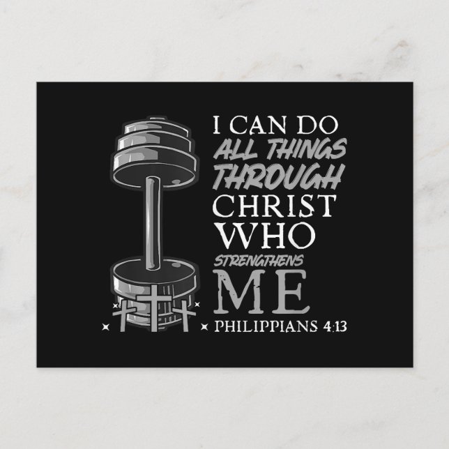 Can Do All Things Weightlifter Gym Christian Bible Postcard (Front)