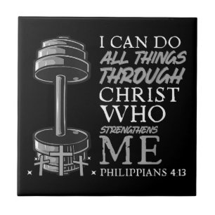 Can Do All Things Weightlifter Gym Christian Bible Tile
