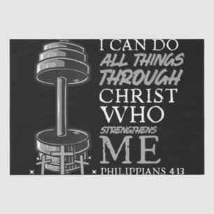 Can Do All Things Weightlifter Gym Christian Bible Tissue Paper