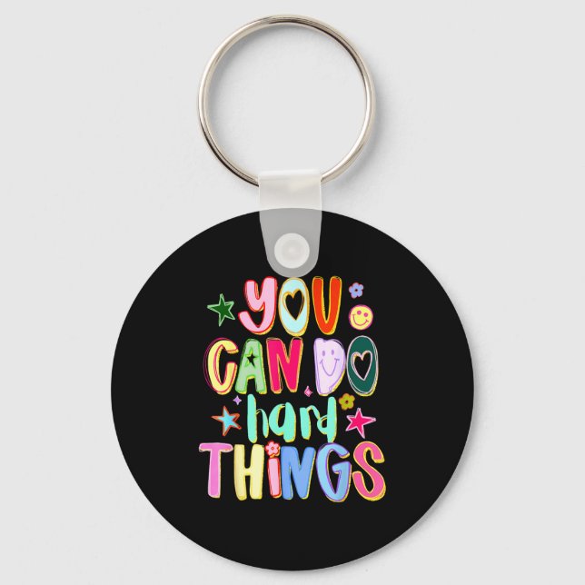 Can do hard things autism awareness autistic puzzl keychain (Front)