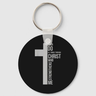 Can do things through christ who strengthens cross keychain