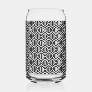 Can Glass Black White Hexagon Geometric Pattern