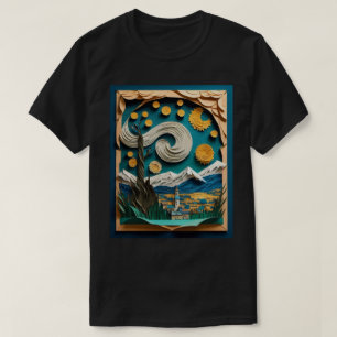 Can Gogh 3D Paper Art Design T-shirt