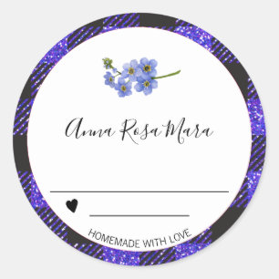 *~* Can grape AP30 Buffalo Gingham Homemade Heart Classic Round Sticker