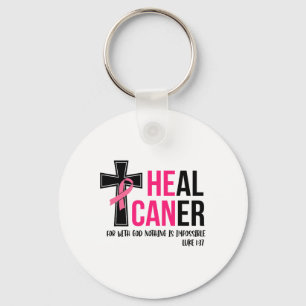 Can Heal Cancer Christian Ribbon Breast Cancer Awa Keychain