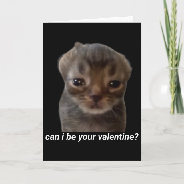 Can I Be Your Valentine Funny Cat Meme Brainrot Ge Card (Front)