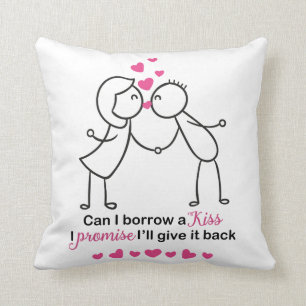 Can I Borrow a Kiss Cute Couple Design Throw Pillow
