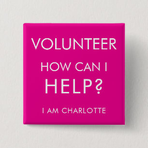 Can I Help Charity Event Volunteer Pink Custom 2 Inch Square Button