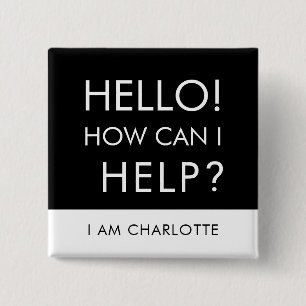 Can I Help Corporate Event Service Staff Custom 2 Inch Square Button