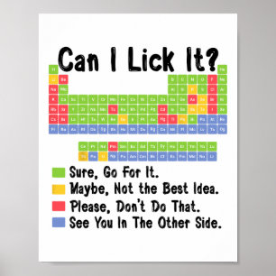 Can I Lick It Chemistry Teacher Periodic Table Of Poster