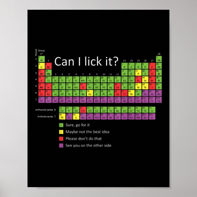Can I Lick It Funny Periodic Table Of Chemic Eleme Poster (Front)