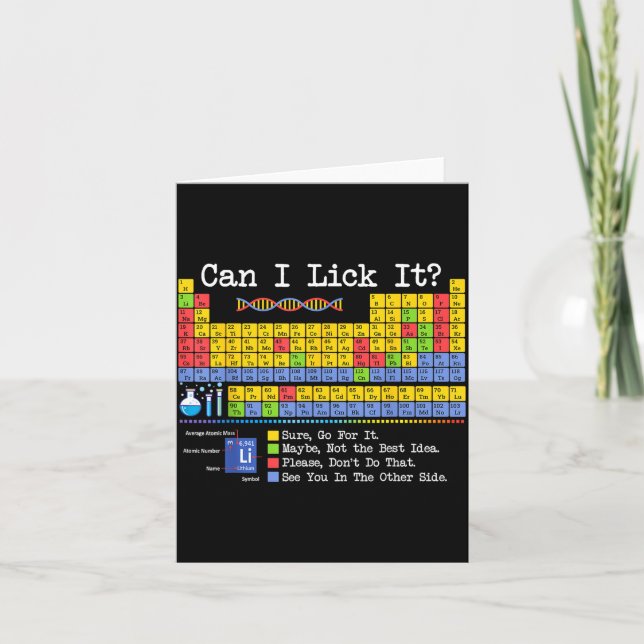 Can I Lick It Periodic Table Funny Science Teacher Card (Front)