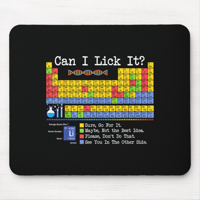 Can I Lick It Periodic Table Funny Science Teacher Mouse Pad (Front)
