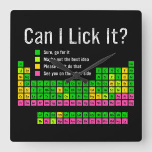 Can I Lick It Periodic Table Teacher Student Kids Square Wall Clock