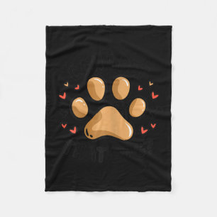 Can I Pet That Dog Bold Dog Paw Print With Hearts Fleece Blanket