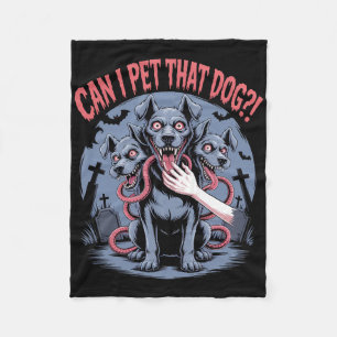 Can I Pet That Dog Cerberus Horror Halloween Dog L Fleece Blanket