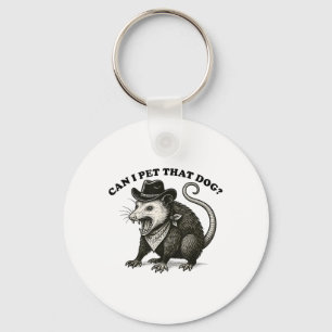 Can I Pet That Dog Meme Animal Lover Funny Opossum Keychain