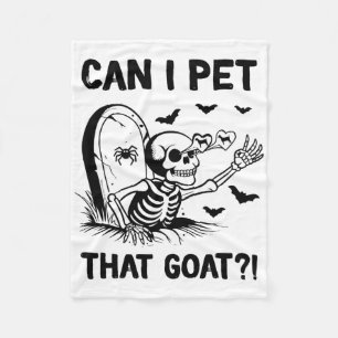 Can I Pet That Goat Halloween Fleece Blanket