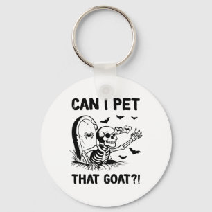 Can I Pet That Goat Halloween  Keychain
