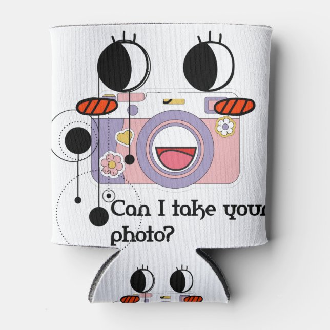 Can I take your photo? Camera art Can Cooler (Front)