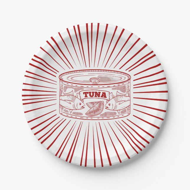 Can of tuna retro design paper plate (Front)