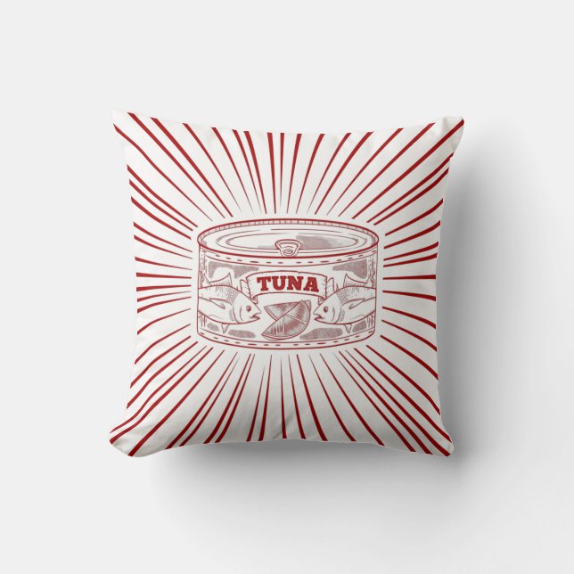Can of tuna retro design throw pillow (Front)