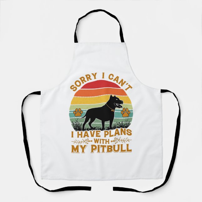 Can Plans Dog Pitbull Retro Sunset_1 Apron (Front)