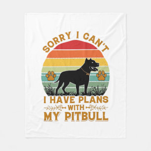 Can Plans Dog Pitbull Retro Sunset_1 Fleece Blanket