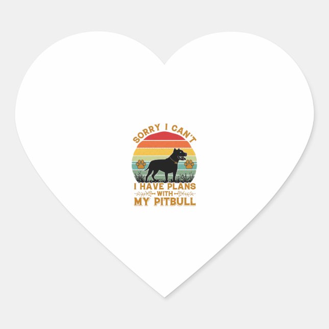 Can Plans Dog Pitbull Retro Sunset_1 Heart Sticker (Front)