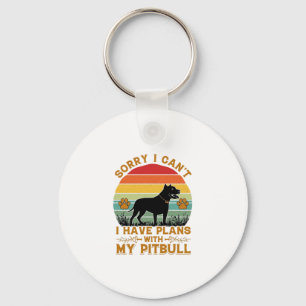 Can Plans Dog Pitbull Retro Sunset_1 Keychain