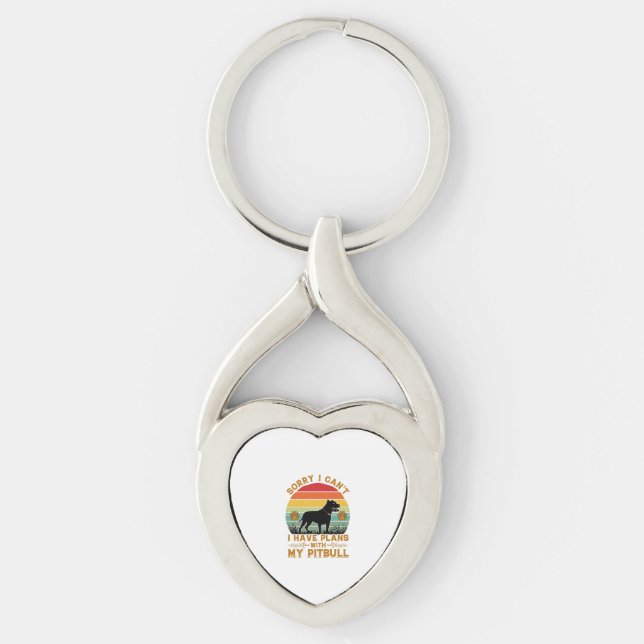 Can Plans Dog Pitbull Retro Sunset_1 Keychain (Front)