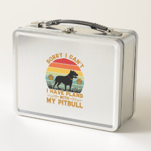 Can Plans Dog Pitbull Retro Sunset_1 Metal Lunch Box