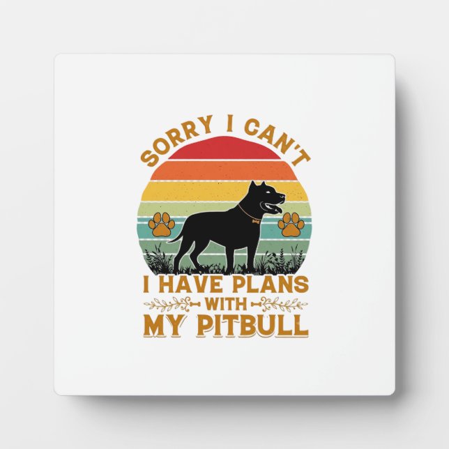 Can Plans Dog Pitbull Retro Sunset_1 Plaque (Front)