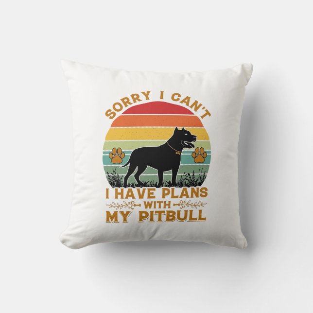 Can Plans Dog Pitbull Retro Sunset_1 Throw Pillow (Front)
