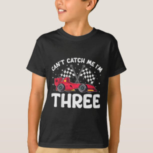 Can’t Catch Me I’m 3, Kids 3rd Birthday Red Racing T-Shirt