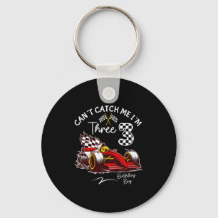 Can’t Catch Me I’m 3 Super Red Racing Car 3rd Birt Keychain
