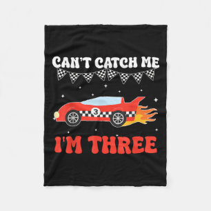 Can’t Catch Me I’m Three 3rd Birthday Red Racing C Fleece Blanket