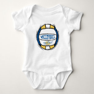 Can U Dig It Volleyball Blue Gold Baby Bodysuit