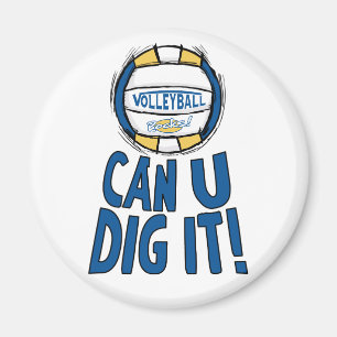Can U Dig It Volleyball Blue Gold Magnet